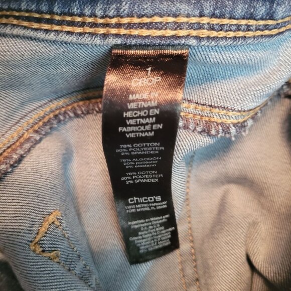 Chico's Jeans Womens Chico's Size 1= 8 Slimming Girlfriend Crop Tummy Control - Picture 5 of 11